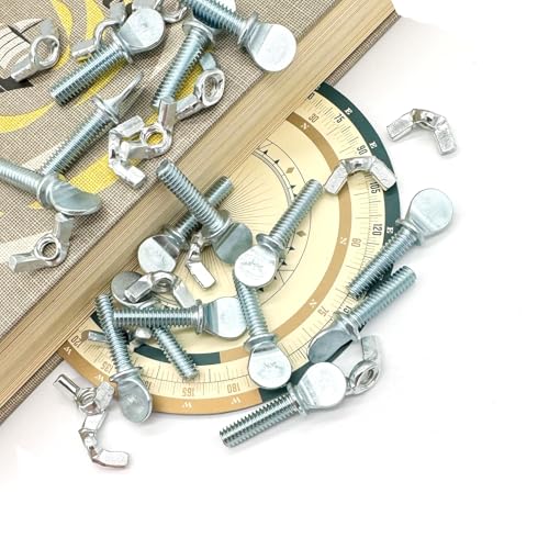 15 Sets 1/4"-20 x1 Thumb Screw Bolts and Wing Nut Kit Zinc Plated Finger Tight Racket Screw and Nut Tool-Free Racket & Sports Equipment Hardware Fitting Fastenings Assortment Kit - size: 15 Sets 1/4"-20 x1" ThumbScrews&WingNuts