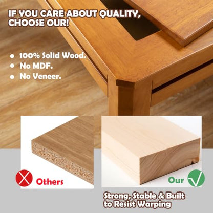 Solid Wood Board Game Table with Removable Table Top for 4–6 Players,Gaming Table and Dining Includes Play Mat and Detachable Cup Holders with 55" x 31" Play Area (Oak) - color: Oak