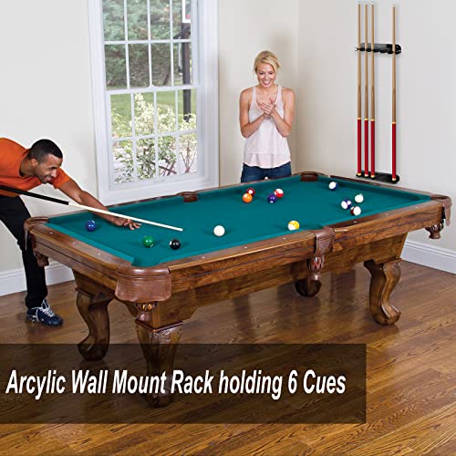 Cosmos Acrylic 2-Piece Billiard Cue Rack Wall Mount Billiard Stick Holder Wall Rack, Eva Foam Cue Clips Holds 6 Pool Cues, Billiard Pool Equipment Accessories (Solid Black) - color: Solid Black