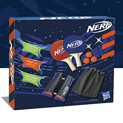 NERF 7-Piece Retractable Tabletop Tennis Game Set, Play Almost Anywhere with Expandable Net, 2 Paddles and 3 Balls, Includes Convenient Portable Drawstring Bag, Birthday & Father’s Day Gift