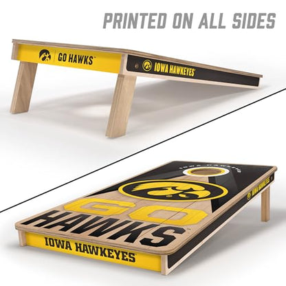 YouTheFan NCAA 2' x 4' Slogan Series Professional Wood Cornhole Game with Logo Bags - color: Iowa Hawkeyes