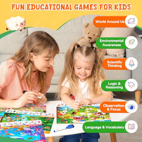 JoyCat Search and Find Activity Books, Animal Preschool Learning Activities for Toddlers & Kids, Travel Toys for Road Trip Car and Airplane, Busy Toy, Educational Game Gifts for Boys Girls Ages 3-5 - style: Animal