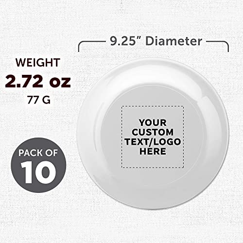 DISCOUNT PROMOS Frisbee Flying Discs in Bulk, 9.25 in. Fun Family Beach Game - color: - Custom - White, size: 10 flying discs