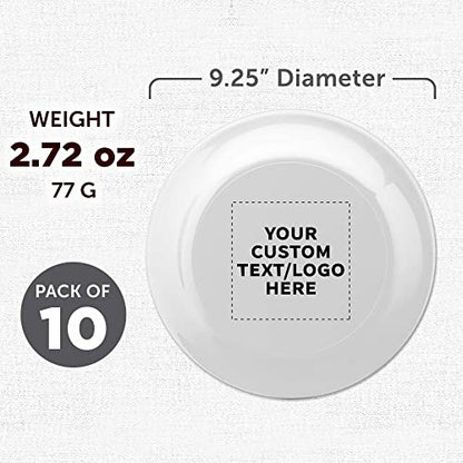 DISCOUNT PROMOS Frisbee Flying Discs in Bulk, 9.25 in. Fun Family Beach Game - color: - Custom - White, size: 10 flying discs