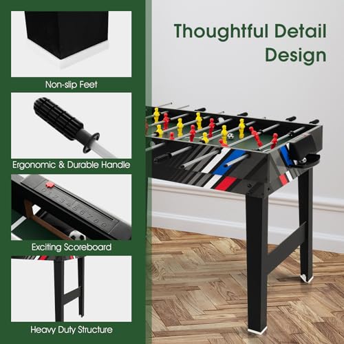 Giantex 10-in-1 Multi Game Table, Combo Game Table Set w/Hockey, Foosball Pool Ping-Pong Chess Cards Checkers Bowling, Shuffleboard, Backgammon, Adult Size Foosball Table for Game Room, Family - size: 49"L x 38"W x 32.5"H, style: 4-in-1