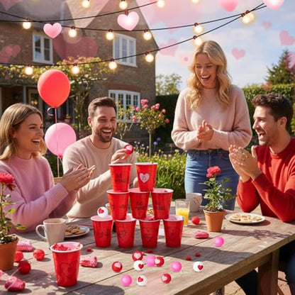 Soulchen 24 Pcs Valentines Day Table Tennis Balls Bulk 40 mm Heart Table Tennis Ball Red Pink White Valentines Funny Novelty Toys Accessories for Beer Game Birthday Gift Party Decorations - style: Heart