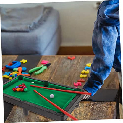 1set Mini Pool Table Toy Desktop Billiards Game for Home Office Includes Pool Cues and Rack Fun Miniature Tabletop Activity for All Ages