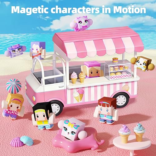 GobiDex Magnetic Figures Set- Portable Tin with Spinning Animals & Characters, STEM Travel Toys for Girls Ages 3+, Princess Pretend Play Gift