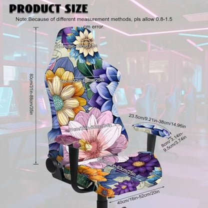 Suobstales Boho Mandala Flower Pattern Gaming Chair Cover with Armrest Covers, Stretch Computer Desk Chair Covers Gamer Chair Slipcovers for Reclining Racing Gaming Chair - color: Boho Mandala Flower