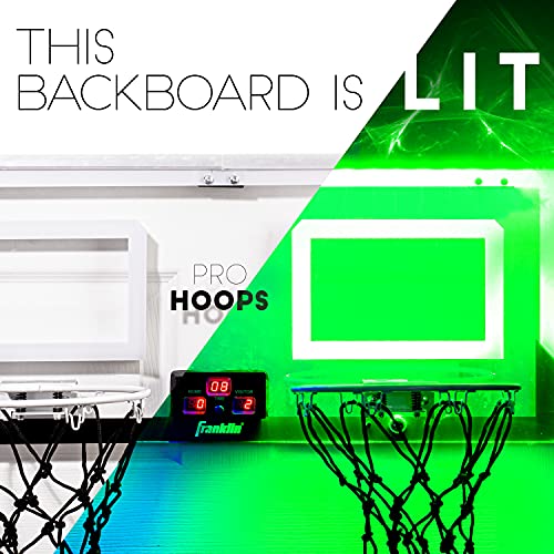 Franklin Sports Over The Door Indoor LED Basketball Hoops-Steel Rim Mini Basket-Includes Ball and Pump-Light Up Backboard - style: Light Up Double Hoops