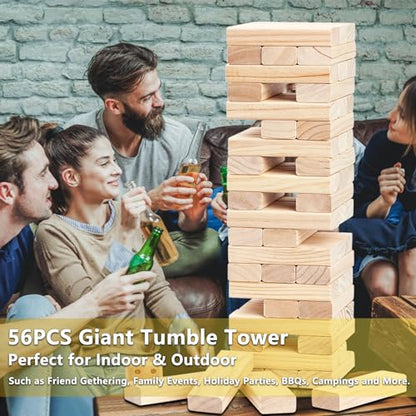 Aivalas Giant Timber Blocks Games, 57 Blocks Large Tower Outdoor Games - Includes Carry Bag and Scoreboard, Wood Stacking Yard Games Grows from 2FT to Over 4.2FT for Kids Adults Family - size: L-Over 4.2 FT-57PCS