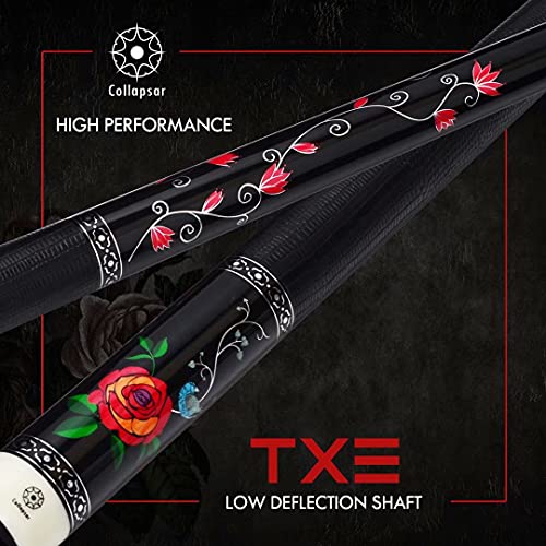 Collapsar Pool Cue with 1X1 Hard Case Low Deflection Technology Billiard Cue Stick Set - color: TXE50+Protector+Hard Case, size: 21 ounce
