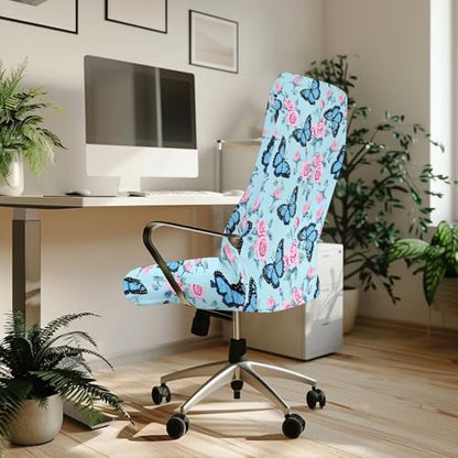 Butterflys Office Chair Covers, Stretch Computer Universal Boss Modern Style High Back Chair Slipcover Computer Chairs Covers for Dogs Cats Pets - color: Butterflys 3, size: Small