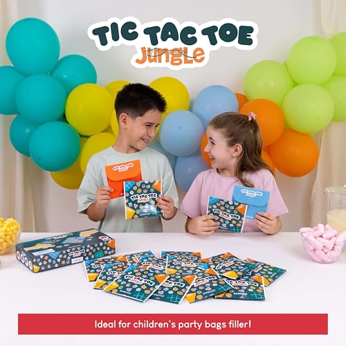 BONNYCO Tic Tac Toe Game Pack 16 Jungle Animals Kids Party Favors. Safari Goodie Bags Stuffers for Kids 3-5 4-8, Goody Bag Stuffers Pinata. Return Gifts for Birthday Party, Mini Games Bulk Travel