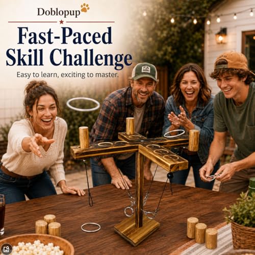 Ring Toss Game for Adults, Tabletop Hook and Ring Toss Game, Wooden Party Game for Backyard, Camping, Patio, Tailgate, Home Bar and Outdoor Gatherings - color: A