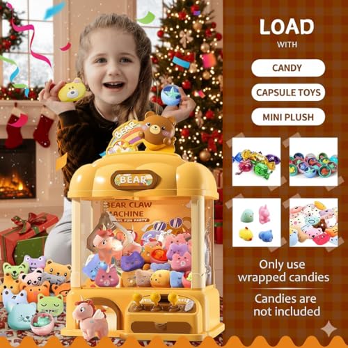 Mini Claw Machine for Kids, Arcade Game Toy for Ages 8-13, Candy Vending Toys for Girls and Boys, Electronic Claw Game Machine for Party with Lights Sound, Christmas Birthday Gifts for Ages 4+ | Candy Vending Toys with Lights & Sounds, Adjustable Volume,