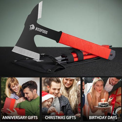 NedFoss Throwing Axes and Tomahawks, 3.14" Blades Throwing Axe Pack of 3 | 11.1" Full Tang Throwing Axe Set, Tomahawk Axe with Nylon Sheath for Axe Throwing Game, Recreation and Competition