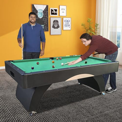 Billiards Table，7 FT Pool Table with Premium Accessories, Durable Matte-Black Finish, and Heavy Duty Legs for Modern Adult Rrec Room Family Game Room - color: Black+Green