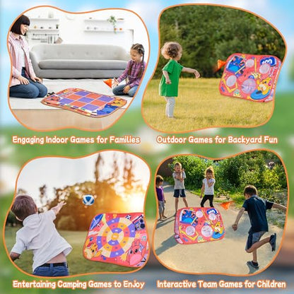 Giant 3 in 1 Bean Bag Toss Game for Kids, Toddler Outdoor Toss Toys for 2 3 4 5 6 7 8 Year Old Boys Girls, Family Party Supplies, Cornhole Party Carnival Games, Lawn Backyard Outside Birthday Gifts - style: Bean Bag Toss Combo