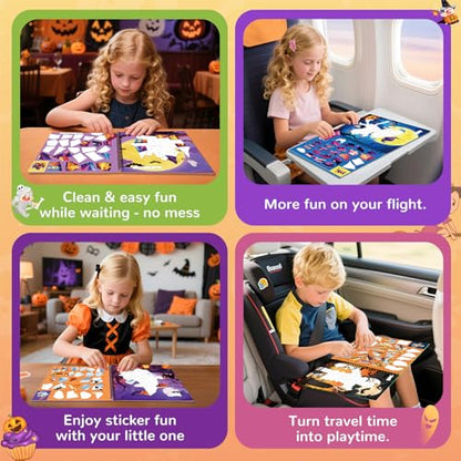 4PCS Paint by Number Sticker Book - Halloween Crafts & Acitivity Puzzles Book for Kids Ages 4-10, Travel Toys for Road Trip & Airplane,Perfect Halloween Gifts & Basket Stuffers for Kids - color: Halloween