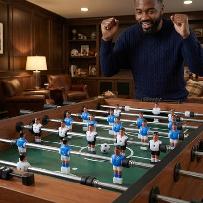 BESPORTBLE 24 Pcs Foosball Table Replacement Players for Standard Rods - Durable ABS Soccer Men Guys Athletes for Foosball Games - Futbolito de Mesa Parts, Gift for Kids Adults, Blue & Black