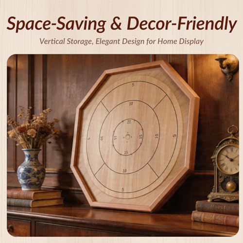 Crokinole Board Game -30 inch Large Classic Board Game,Beech Wood Frame Deluxe Tournament Crokinole Set with 24 Discs,for Family and Party