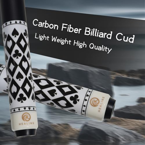 58" 19-20oz 2-Piece Carbon Pool Cue Stick 11.8mm Tip Billiard Carbon Fiber Clue, Billiard Supplies 1/2 Joint Handmade Straight Fit Ball/Black Eight, Nine Balls 19-20oz (Play Cue) - color: White