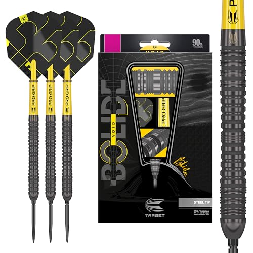 Target Darts Bolide Void 90% Tungsten Dart Set, Steel Tip Swiss Point Darts | 21G/22G/23G/24G/25G/25G | Professional Darts Sets, Black Darts, Swiss Point Tool Included - size: 23G, style: Barrel 04