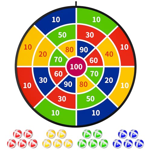 TEMI 29" Large Dart Board for Kids, Boys Toys Dartboards with 20 Balls, Indoor and Outdoor Sport Fun Party Play Game Toys, Birthday Gifts for Boys Girls 3 4 5 6 7 8 9 10 11 12 Years Old