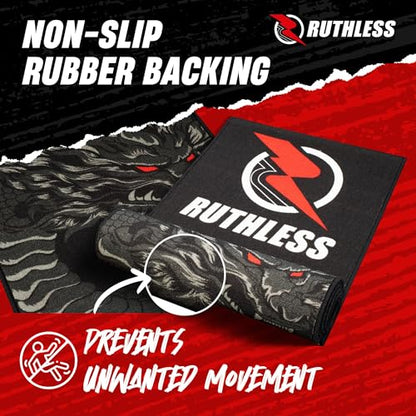 RUTHLESS Darts Mat | Heavy Duty Non Slip Durable Carpet Dart Mat for Floor Black - style: Dragon