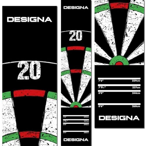 Designa Darts | Non-Slip Carpet Dart Mat with Double Top Design & Throw Lines | 290cm x 60cm