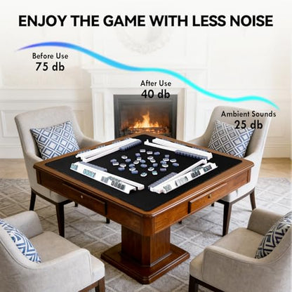 Black Mahjong Mat - Non-Slip Noise Reduction Gaming Mat 31.5''x 31.5'', Mahjong Table Cover with Black Carrying Bag for Mahjong, Poker, Card Games, Dominoes, Board Games, Slip Resistant Mat - color: Black