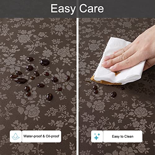Smiry Round Table Cloth, Waterproof Heavy Duty Vinyl Tablecloths, Wipeable Washable Table Cover for Kitchen and Dining Room (Coffee, 60" x 60") - color: Coffee, size: 60 in Round