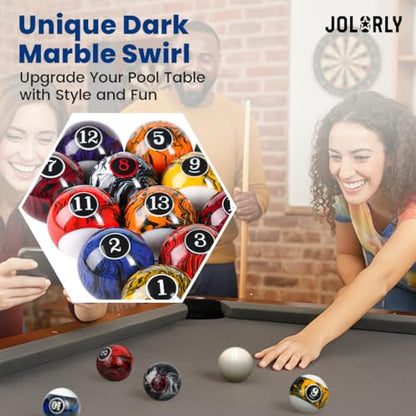 Pool Balls Billiard Set – 2-1/4" Regulation Size, 6 oz Professional Weight, AAA Grade Pure Resin, Pool Table Balls for Tournament, Bar, Game Room & Gifts - style: Black Marble Swirl