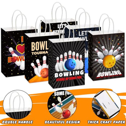Kolldenn 48 Pcs Bowling Party Favors Bags Bowling Ball Goodie Gift Paper Bags with Handles Sport Candy Treat Pouch for Ball Birthday Party Decorations Supplies - style: Bowling