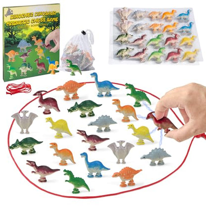 2026 Dinosaur Chess Game Set Dinochez 20Pcs Dinosaur Stones with Storage Bag, Travel Family Strategy Board Game Birthday Basket Stuffer Gift