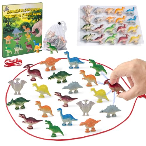 2026 Dinosaur Chess Game Set Dinochez 20Pcs Dinosaur Stones with Storage Bag, Travel Family Strategy Board Game Birthday Basket Stuffer Gift