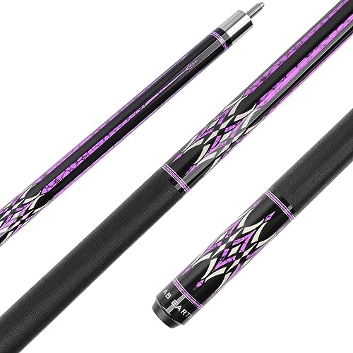 58" Pool Cue Stick Canadian Maple 13mm Tip Billiard Cue with Irish Linen Wrap - color: Purple, size: 19oz