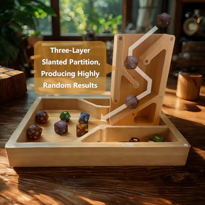 Wooden Dice Tower DND Dice Roller with Tray Portable Magnetic Die Roller Castle for Dungeons and Dragons, Board Game, D&D Tabletop Game and RPG Games