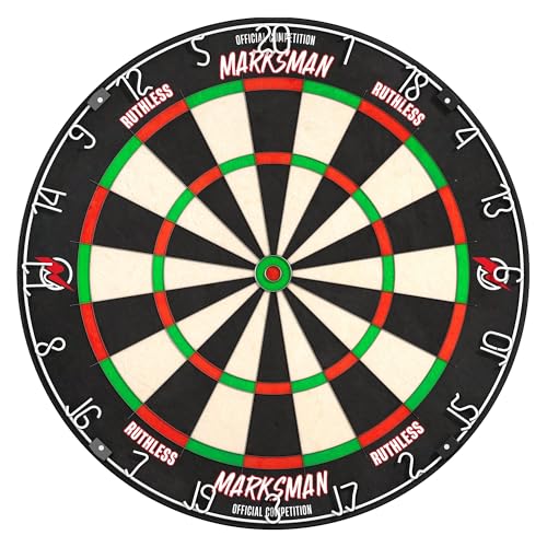 Ruthless | Marksman Dart Board | Professional Level Ultra Thin Wire Sisal Dartboard for Steel Tip Darts (DB072)