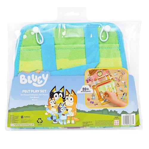 Bluey Felt Playhouse, Double-Sided Play Scene with Built-in Storage, 20 Felt Characters & Accessories, Travel-Friendly Bluey Toys, Road Trip Essentials, Toddler Activities, Fun Toys & Games
