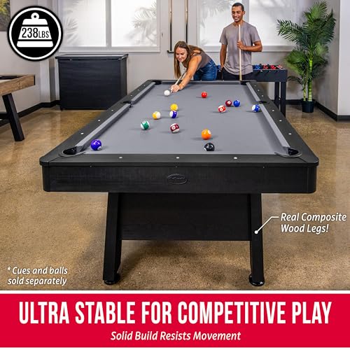 GoSports 7 and 8 ft Pool Tables with Wood Finish - Gray, Black, or Green Felt - Billiards Game Room Table for Adults & Family - Accessories Not Included - style: 8 ft Gray