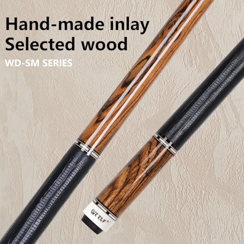 CUEELF Pool Cue Stick Low Deflection Hand-Made Inlay Billiard Cue 58'' Professional Billiard Pool Cue Stick for Adults-12.5mm Tip,3/8 * 8 Joint - color: WD-SM-HJT
