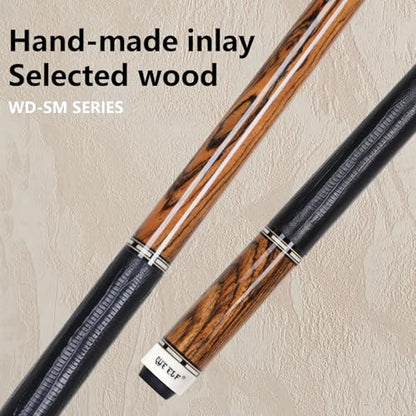 CUEELF Pool Cue Stick Low Deflection Hand-Made Inlay Billiard Cue 58'' Professional Billiard Pool Cue Stick for Adults-12.5mm Tip,3/8 * 8 Joint - color: WD-SM-HJT