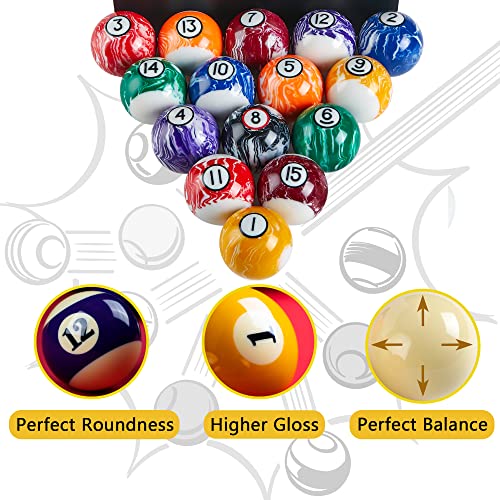 Billmart Billiard Balls Set 16 Pool Table Balls - color: Marble Premium