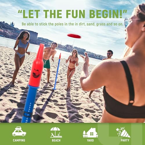 ropoda Outdoor Games -Upgraded Flying Disc Game Set with Reinforced Ground Spike(Includes 2 Extra), Portable Disc Toss Game for Lawn and Beach with Thicker Pole - size: 2in-Pro