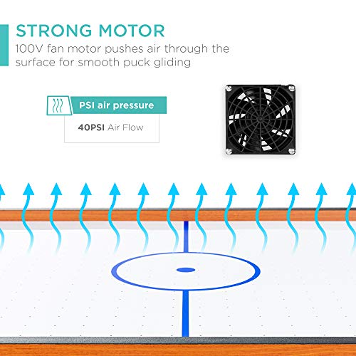 Best Choice Products Portable Tabletop Air Hockey Table for Game Room w/ 100V Motor, Electric Fan, 2 Strikers, 2 Pucks - color: Light Brown