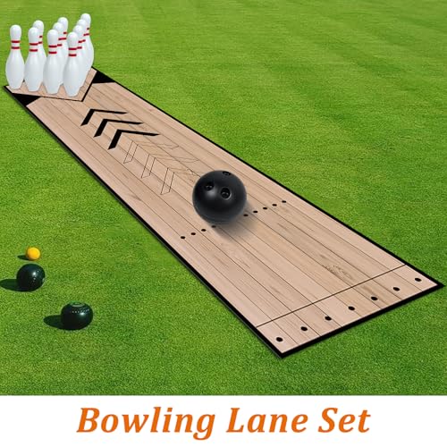 Mini Bowling Set, Home Bowling Ball Set, Indoor & Outdoor Bowling Alley Set with Lane, Bowling Pins & Ball Set, Full Bowling Alley Set for Family & Friends