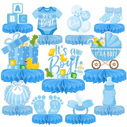 Boy Baby Shower Decorations Set - Kit with blue Honeycomb Centerpiece, Baby Reveal & Themed Table Decor for the Baby Boy Shower Decorations - style: Boy