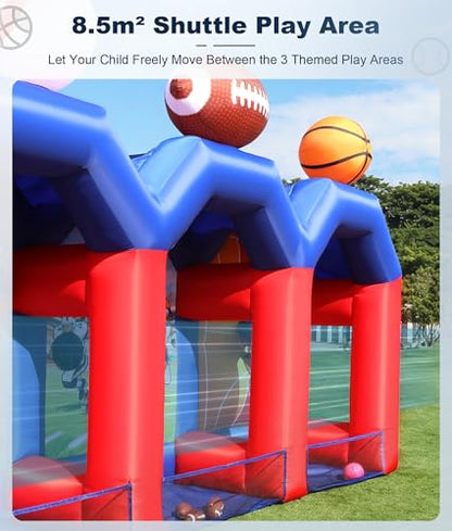 Inflatable Carnival Games, Inflatable Basketball Shot Football Baseball Toss Throwing Target, Basketball Football Baseball Game with 750w Blower for Indoor Outdoor, Party, Lawn Interactive Game
